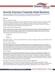 Security Clearance FAQs .